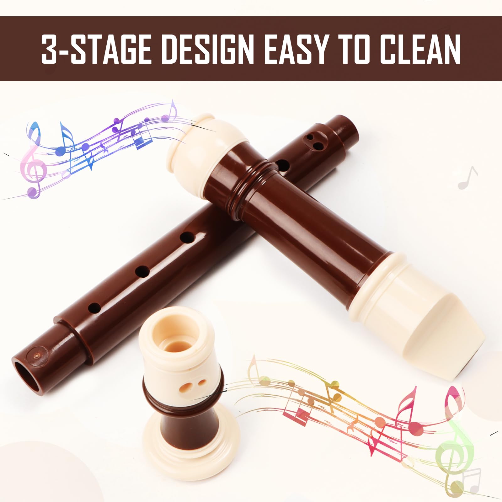 Wooden Recorder 8 Holes German Fingering Soprano Recorder Adults Children Learning Recorder for Beginners with Leather Protect Storage Bag Made of Wood - Image 4