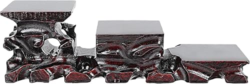 ARTIBETTER Base antigua de jade Soporte de exhibición de madera china Soporte de madera de bolas de cristal Soporte de exhibición de tetera cuadrada