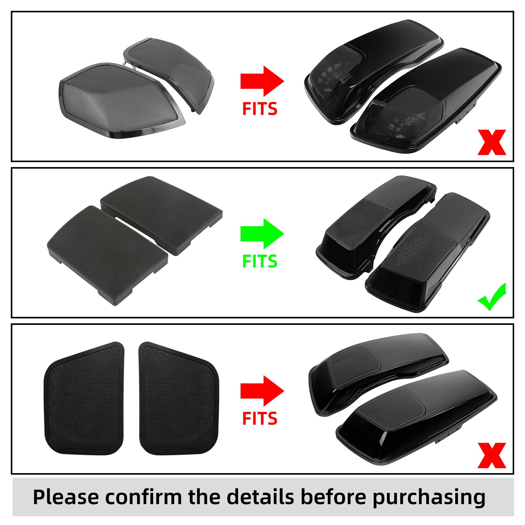 SLMOTO 6X9 Saddlebag Lid Speaker Grills Covers Fit for Harley Touring Road King, Road Glide, Street Glide, Electra Glide, Ultra-Classic 1993-2013