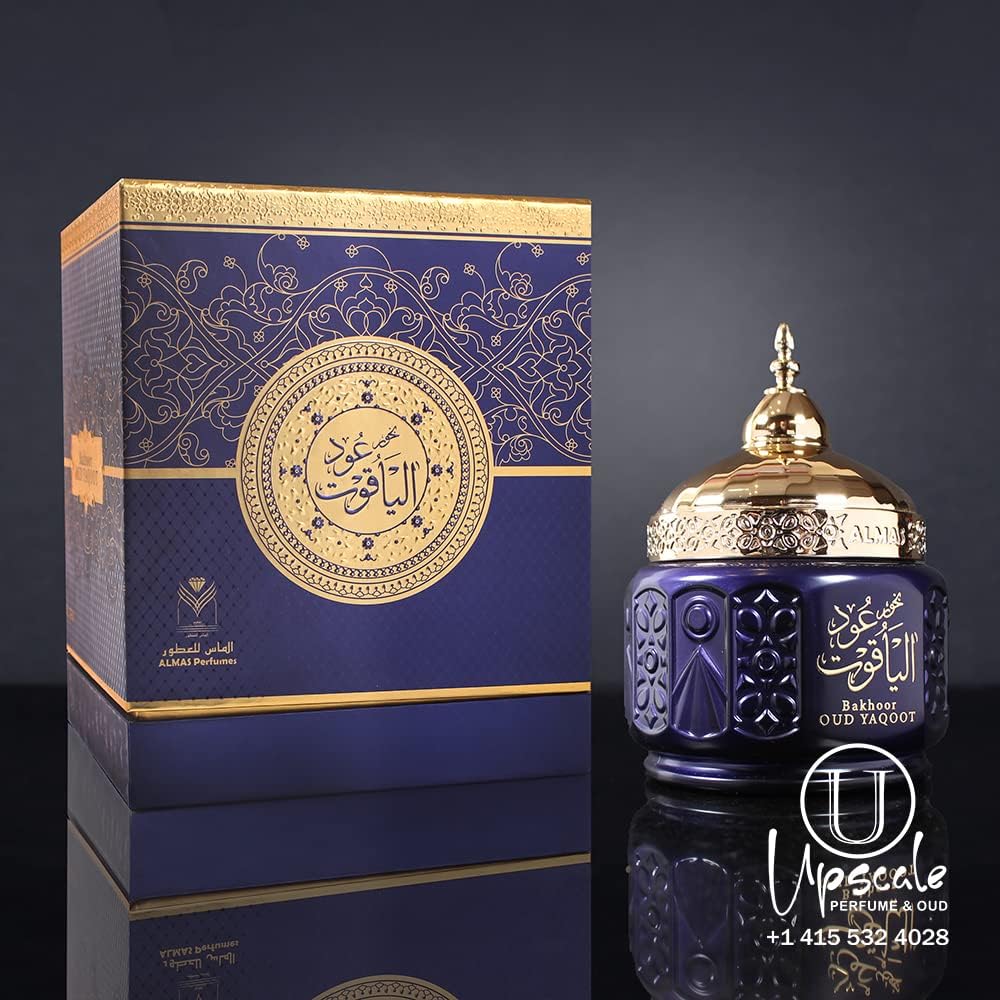 ††† Upscale Perrfume & Oud co. Incense Bakhoor Oud Yaqoot - 50G of Authentic Arabic Wood Chip Bakhoor Incense -Aroma Lasts All Day Long - Perfect for Prayer, Namaaz, Ceremony, Meditation