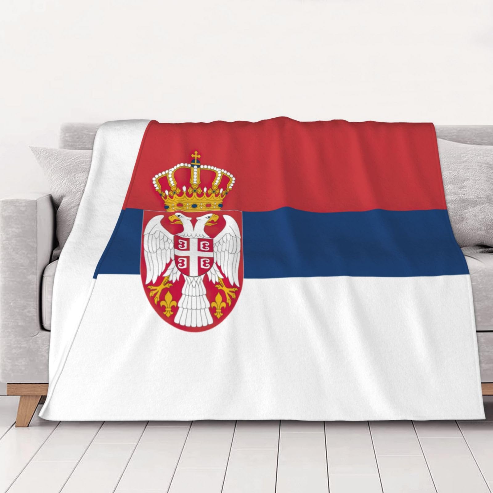 Couverture en flanelle drapeau Serbie jeté de lit doux canapé
