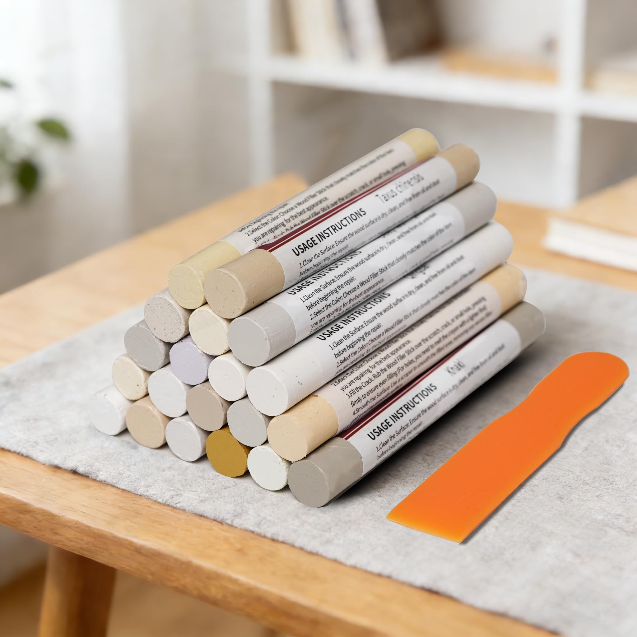 Tsgaozu Wood Filler Sticks,20 Colors Wood Furniture Repair Kit For Scuffs, Cracks, Furniture Touch Up Markers for Touch Up Furniture, Floors, Cabinets, Tables, and Doors (Light Color Series)