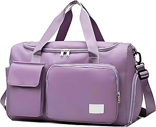 Sports Bags - Versatile folding travel bag featuring wide pocket and shoe compartment for gym and outdoor adventure (Light Purple)