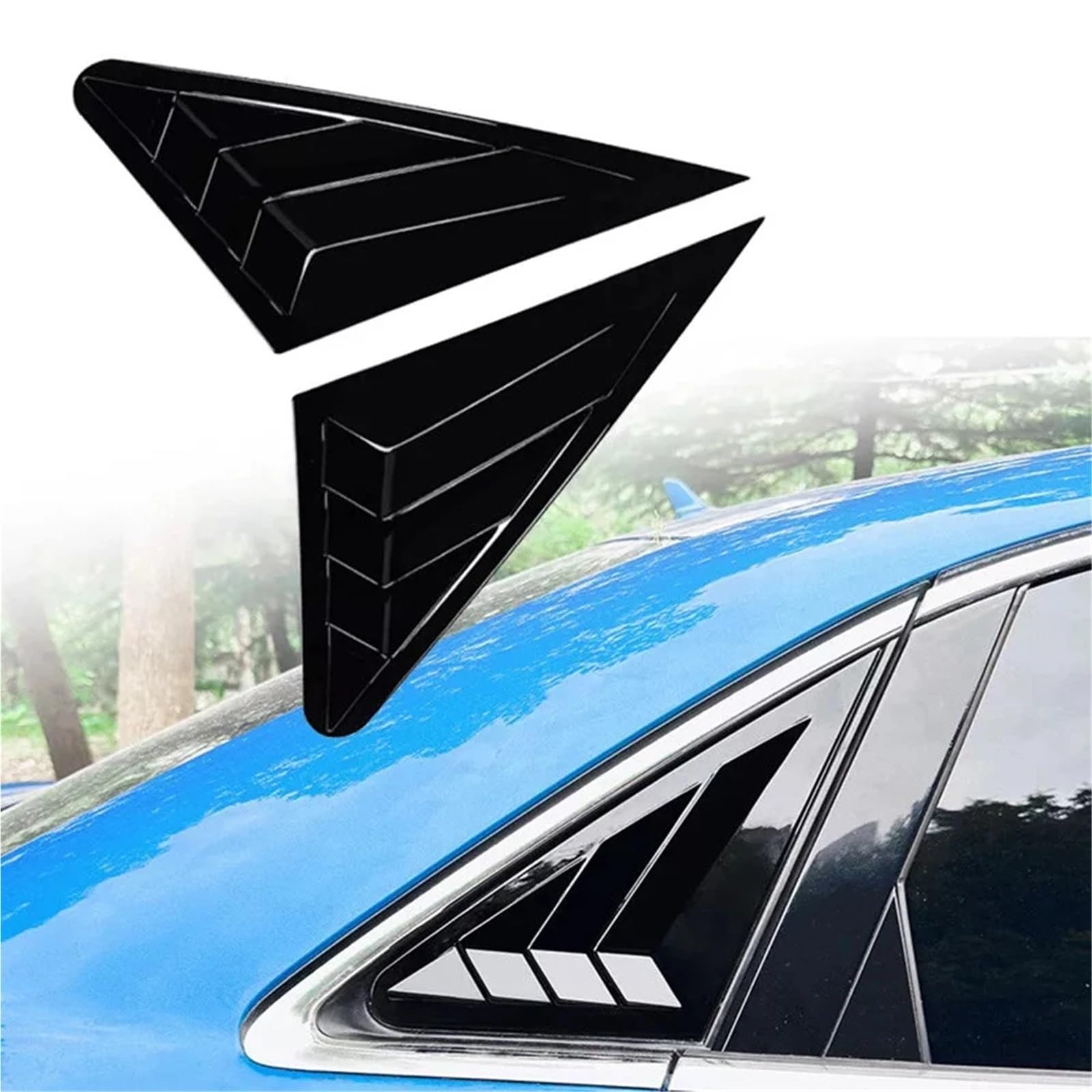 Żaluzja Tylnej Szyby Bocznej Jasnoczarne żaluzje tylnej szyby samochodu niekompatybilne z wykończeniem Sportback Tylne okno trójkątne okno(Bright black)
