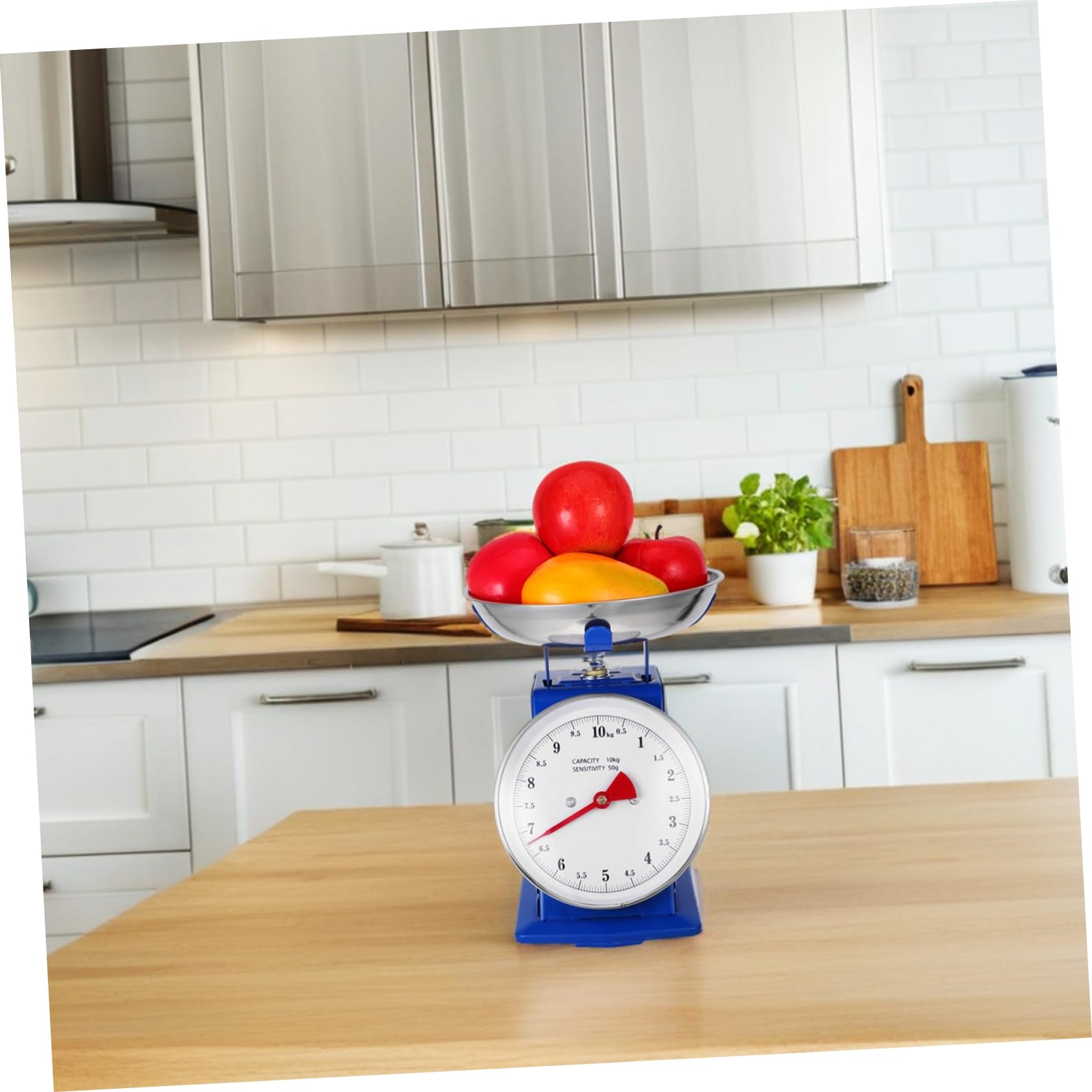POPETPOP Bilancia Da Cucina Meccanica Per Alimenti: Bilancia Vintage in Acciaio Inossidabile Da 10 Kg Con Vassoio Staccabile Per La Cottura Al Forno E La Preparazione Dei Pasti, Display