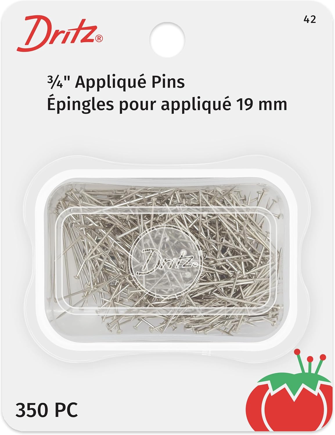 Dritz 42 Appliqué Pins, 3/4-Inch (350-Count), Nickel