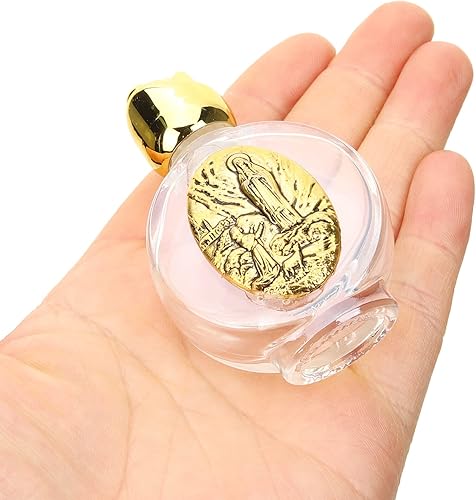 Miniatura 7 de VOSAREA 2 botellas de agua bendita de vidrio Jesús en botella, botella vacía de aceite esencial, botella de perfume, contenedor de agua católica