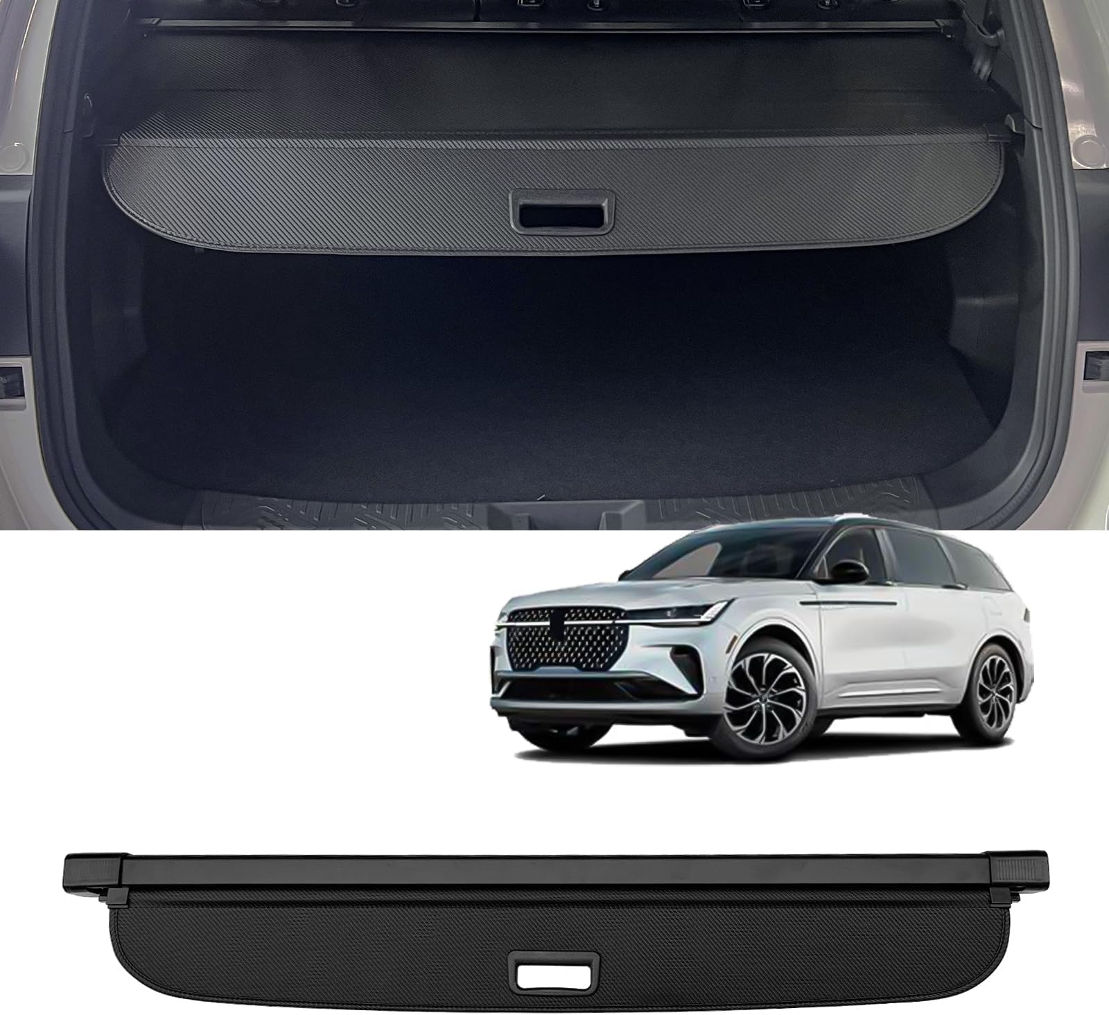AUXKO Retractable Cargo Cover for Lincoln Nautilus 2026 2025, Trunk Cargo Cover Luggage Security Shade Cover for 2026-2024 Lincoln Nautilus Shielding Anti-Peeping Luggage Privacy Screen, Carbon Fiber