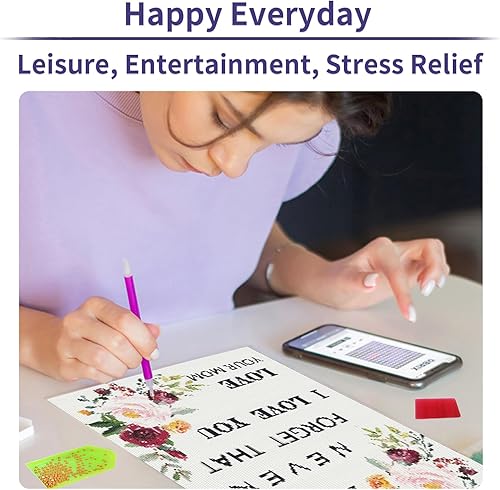 Miniatura 8 de Miairivy Regalos de pintura de diamantes para papá, citas inspiradoras 5D, kit de arte de diamantes 5D, pintura de gemas de 12 x 16 pulgadas, juego