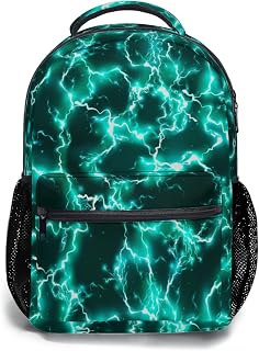 Teal Backpack for Boys Girls Cool Lightning Durable Casual Basic Kids Bookbag Green Lightweight School Bag for Teens Students Travel Hiking Camping Daypack