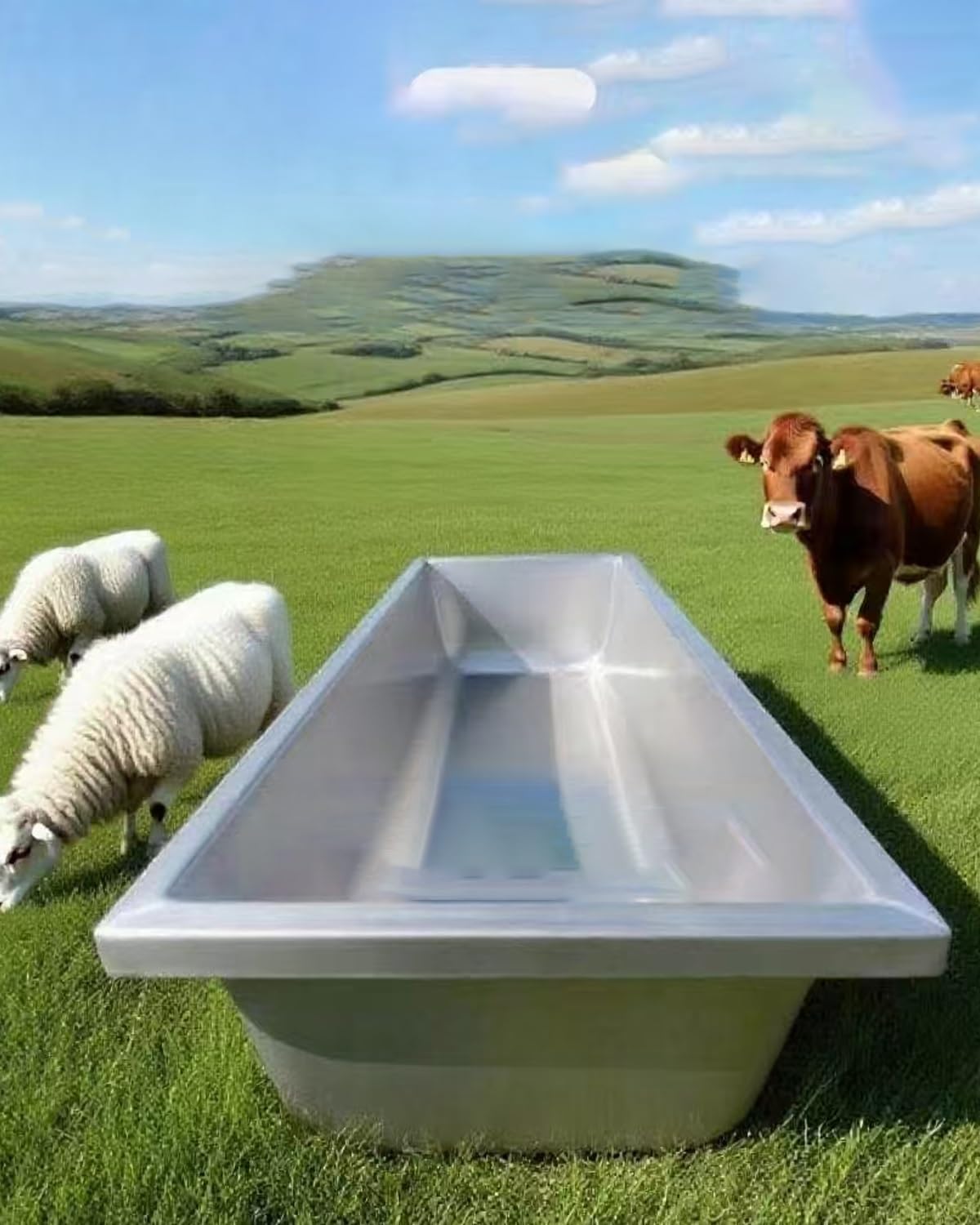 Generisch Futtertrog, großer wasserdichter Metall-Schweinefuttertrog für Freilandfarmen – Robuster Heuraufe für Nutztiere, Alpakas, Rinder und Herdenschutzhunde – 100 cm Futternapf (ohne Ständer)