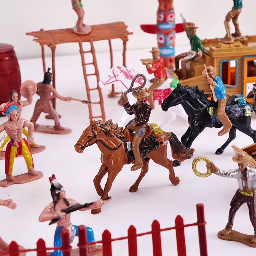 Amazon.co.jp: PROLOSO 56ピース カウボーイ&インディアン フィギュア