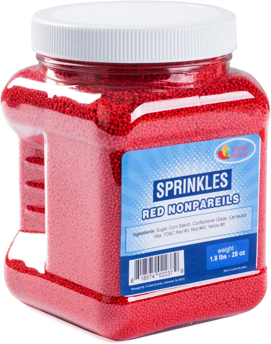 Sprinkles – Nonpareils Bulk – Red Nonpareils in Resealable Container – Bulk Sprinkles – 1.8LB