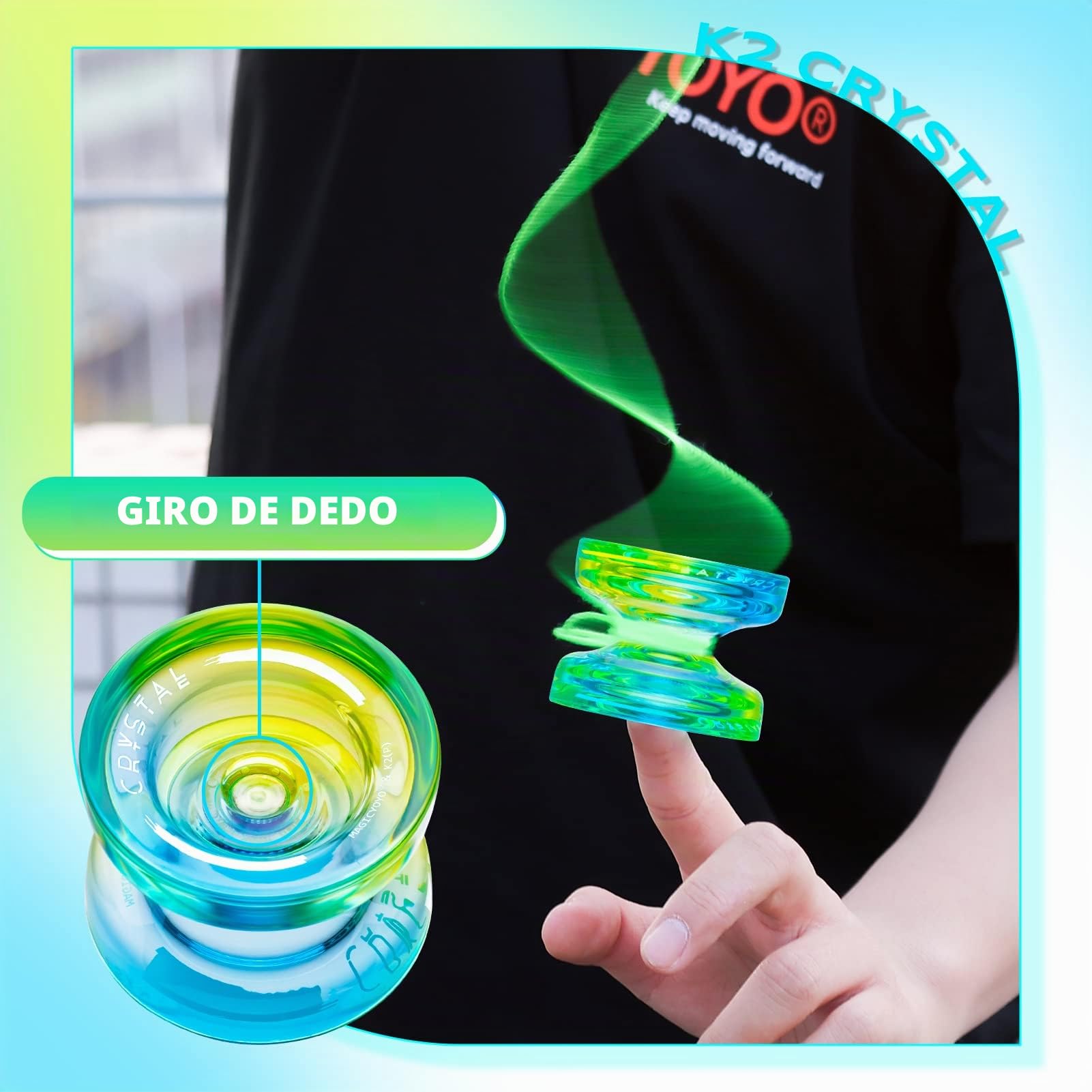 MAGICYOYO Yoyo K2 Azul Amarillo, JoJo Responsive para Principiantes, Dual Purpose JoJo No Responsivo, 12 Cuerdas, Estuche