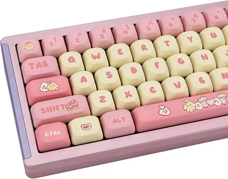 Amazon.com: GEKUCAP PBT Cute Pink Yellow Keycaps 136 Keys XOA Key