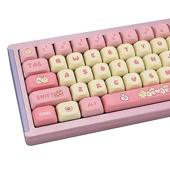 ♡ Pink ♡ Amazon.com: GEKUCAP PBT Cute Pink Yellow Keycaps 136 Keys