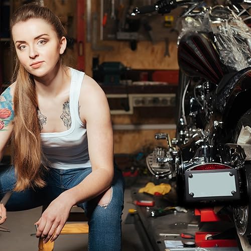 Miniatura 7 de Paquete de 2 marcos de matrícula de motocicleta de acero inoxidable con tornillos y tuercas, negro a prueba de óxido, a prueba de sonajero, soporte