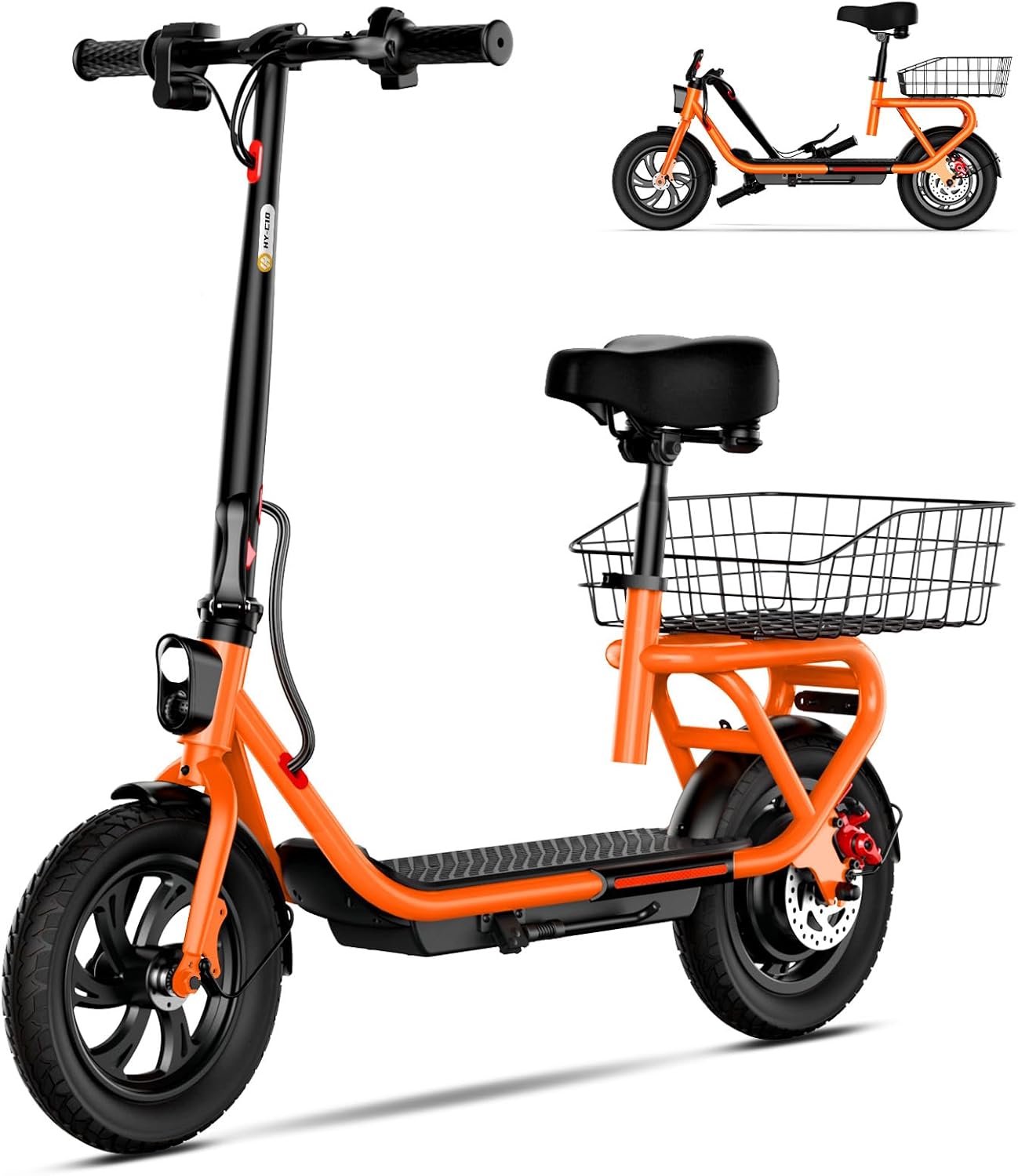 SISIGAD Electric Scooter with Seat for Adults,Peak 600W Motor,Max Speed 19Mph&20 Miles Long Range,Adults E Scooter 12″ Pneumatic Tires,Folding E-Scooter for Commuting with Dual Braking System