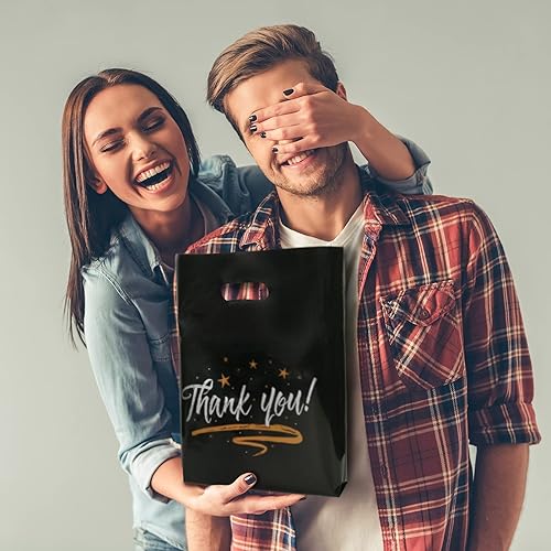 Miniatura 6 de Paquete de 100 bolsas de agradecimiento troqueladas de 12 x 15 pulgadas, bolsas de plástico reutilizables de 2.75 mil de grosor para negocios,