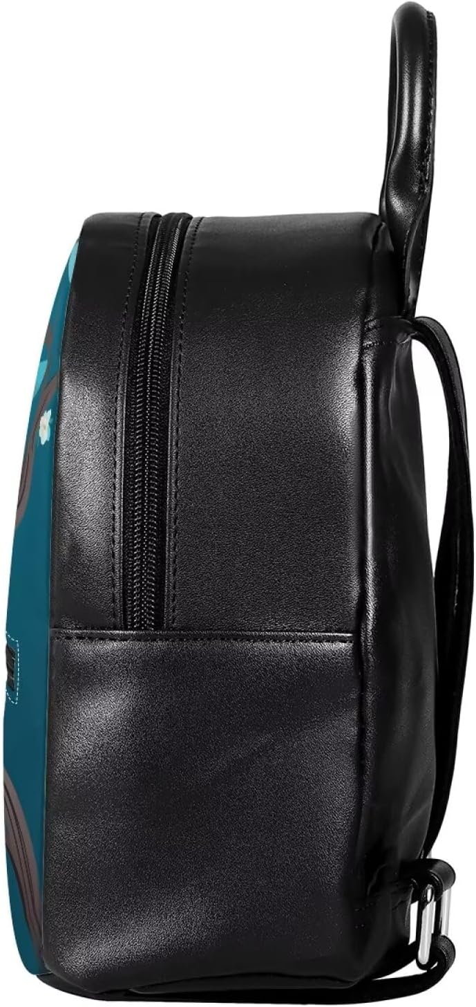 Showudesigns Flower Sloth Backpack Purse for Women Teens Girls Mini Backpacks Small Back Pack Water-Resistant Shoulder Bag for School Travel Min Cute Daypack Blue - Image 3