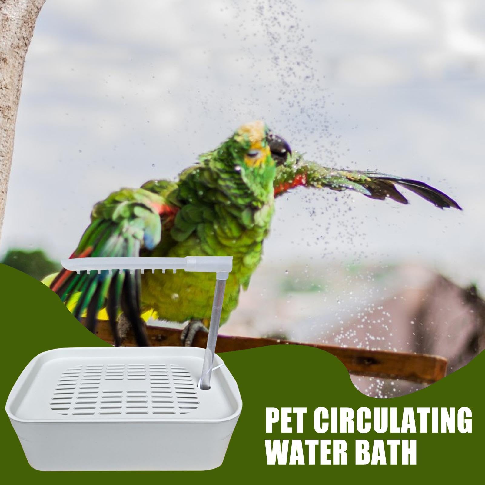 Parrot Bath, Parrot Bath Parrot Automatyczna wanna | Fontanna do kąpieli z zasilaniem USB, akcesoria w klatce dla zwierząt domowych