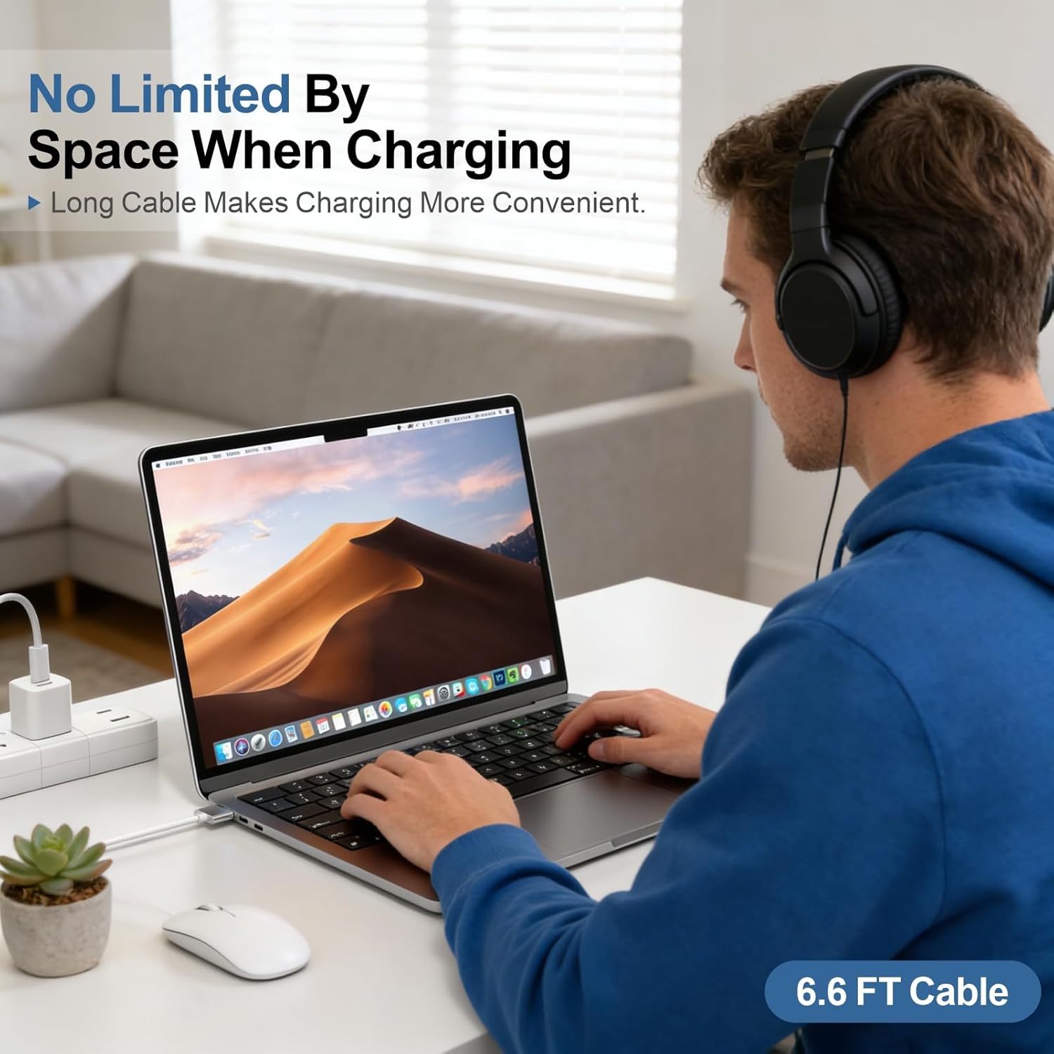140W Magnetic 3 Charging Cable 6.6FT (2M), Braided USB-C to Magnetic 3 Cord Compatible with MagSafe 3 for M1-M4 MacBook Pro 14"/16" (2021-2025) & Air 13"/15" (2022-2025), Fast Charge