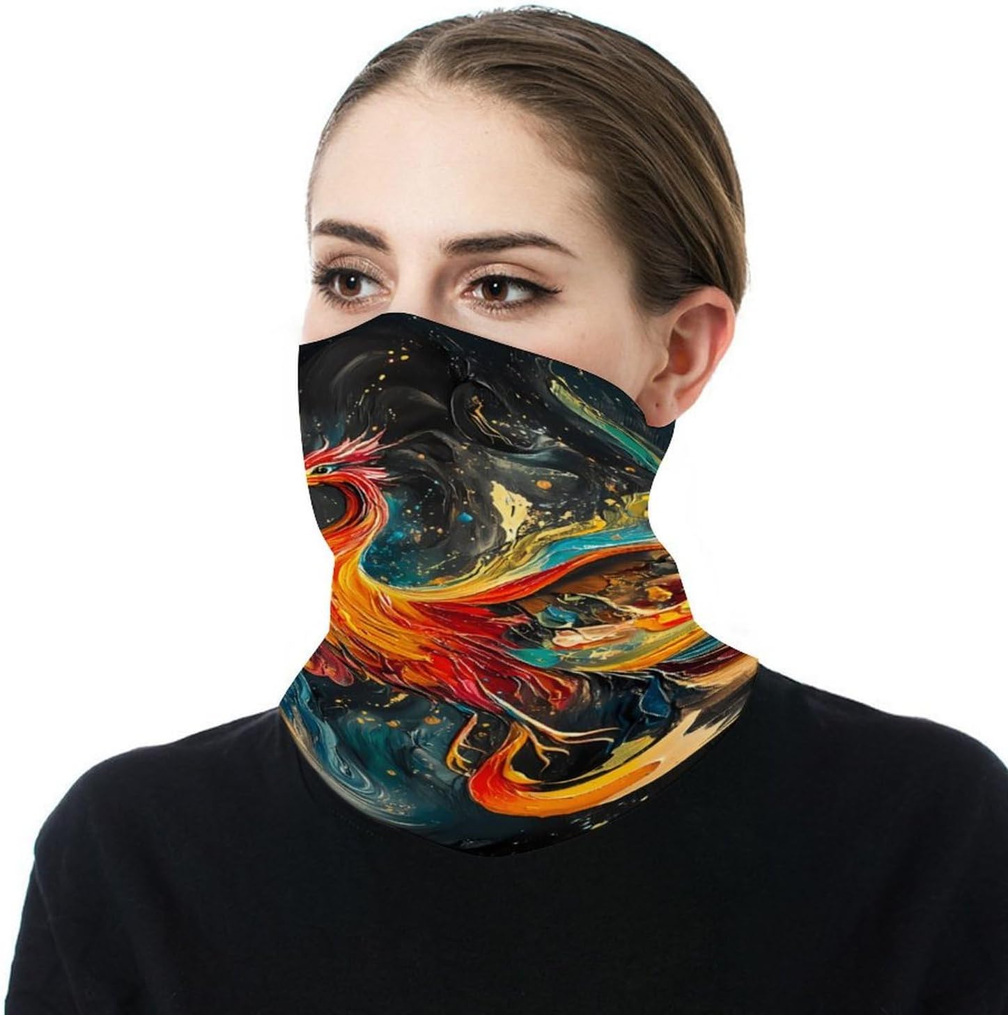 Phoenixes Pastel Splash Neck Gaiter Windproof Face Mask Bandanas for Men Women Cold Weather Scarf