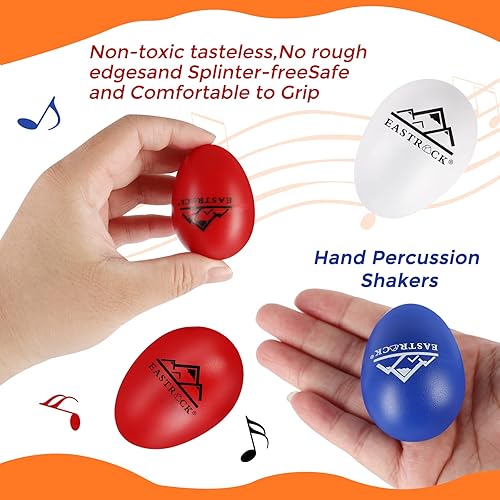 Miniatura 5 de EastRock Juego de coctelera de huevos de plástico, 6 piezas, mezcladores de percusión musicales, instrumentos de percusión de maracas musicales