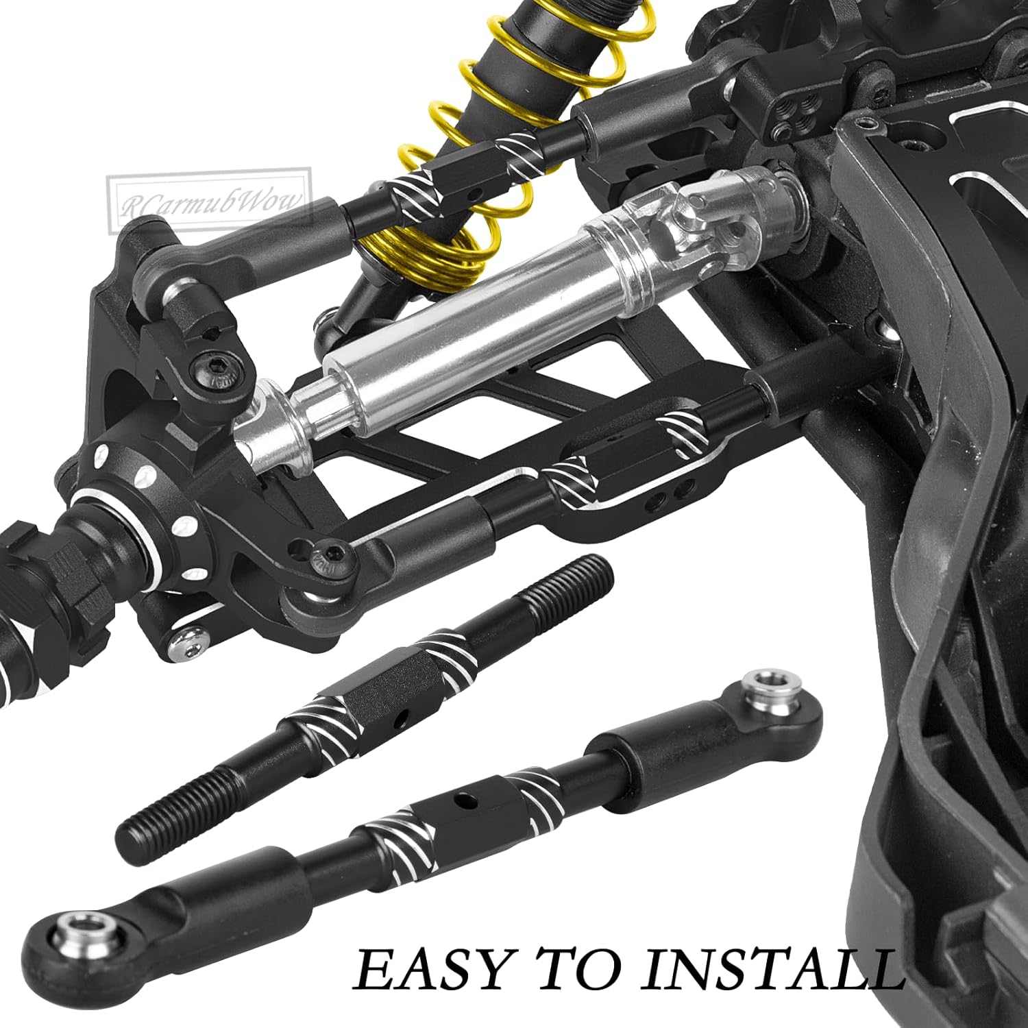 RC Turnbuckles Camber Links Upgrades Part for 1/10 Slash 4x4(VXL),Rustler 4x4(VXL),Stampede 4x4(VXL),Hoss 4X4 VXL,Jat0 4X4(VXL),Alloy Steering Linkage,Replace #9027#9028#9029,Black