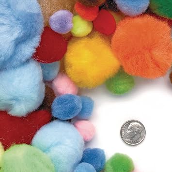 Colorations Bulk Pack of Pom Poms, 16 Color, Assorted Sizes - 1 lb