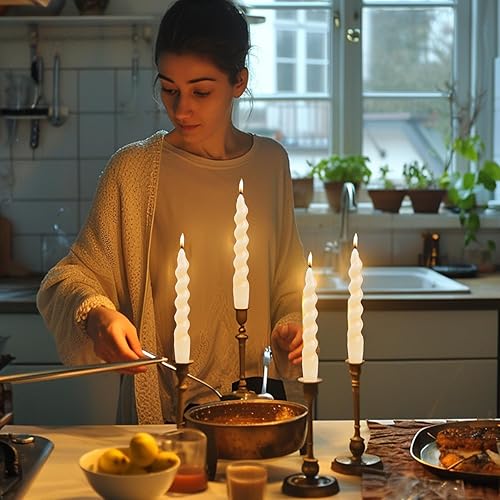 Miniatura 3 de MAITREYA Velas cónicas en espiral, velas cónicas hechas a mano, juego de 4 velas trenzadas para decoración, bodas, fiestas, iglesia, velas sin