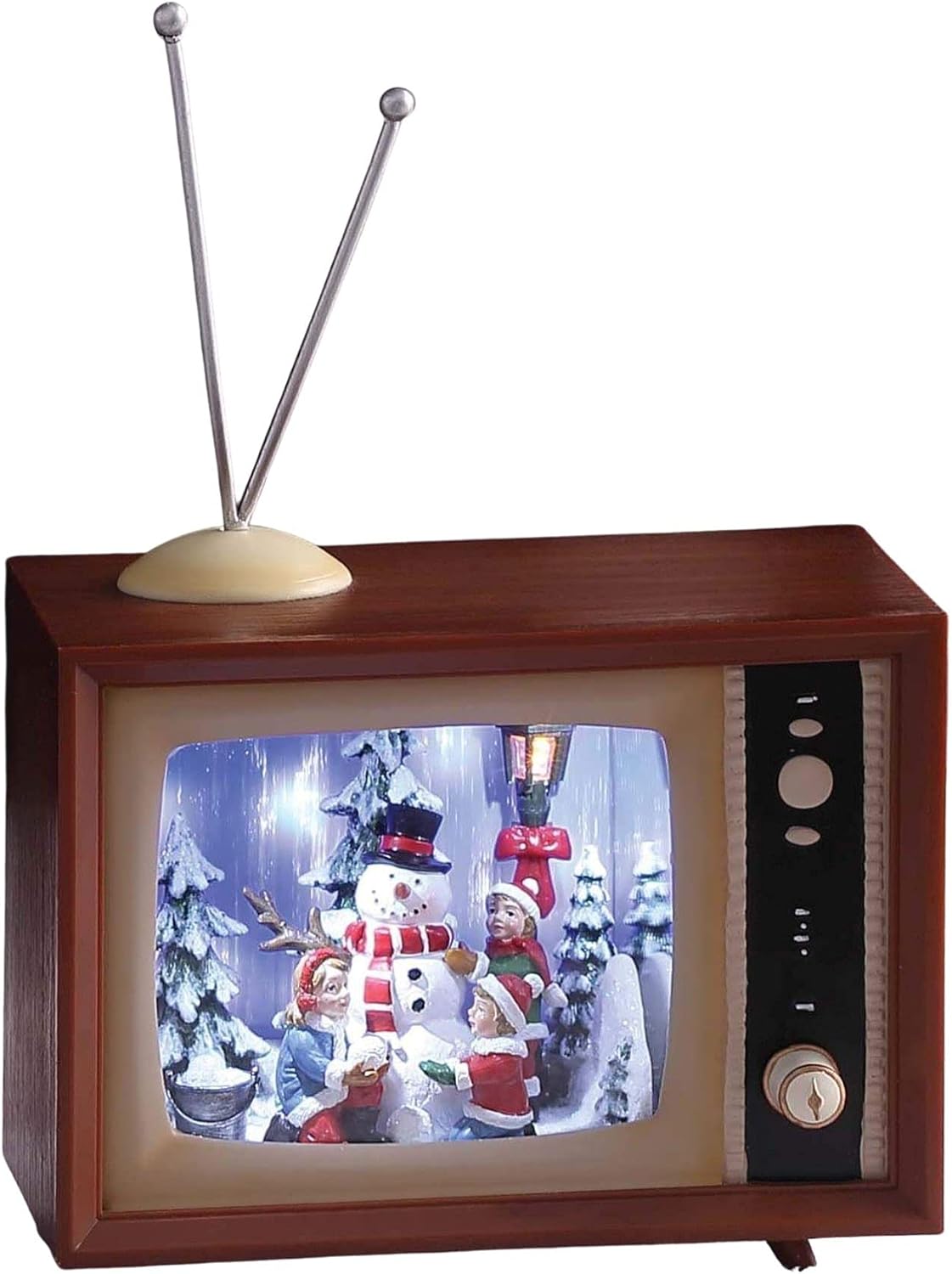 Icy Giftware Set of 2 Brown and White Cascading Snow Screen with Snowman TV Tabletop Decor - Small