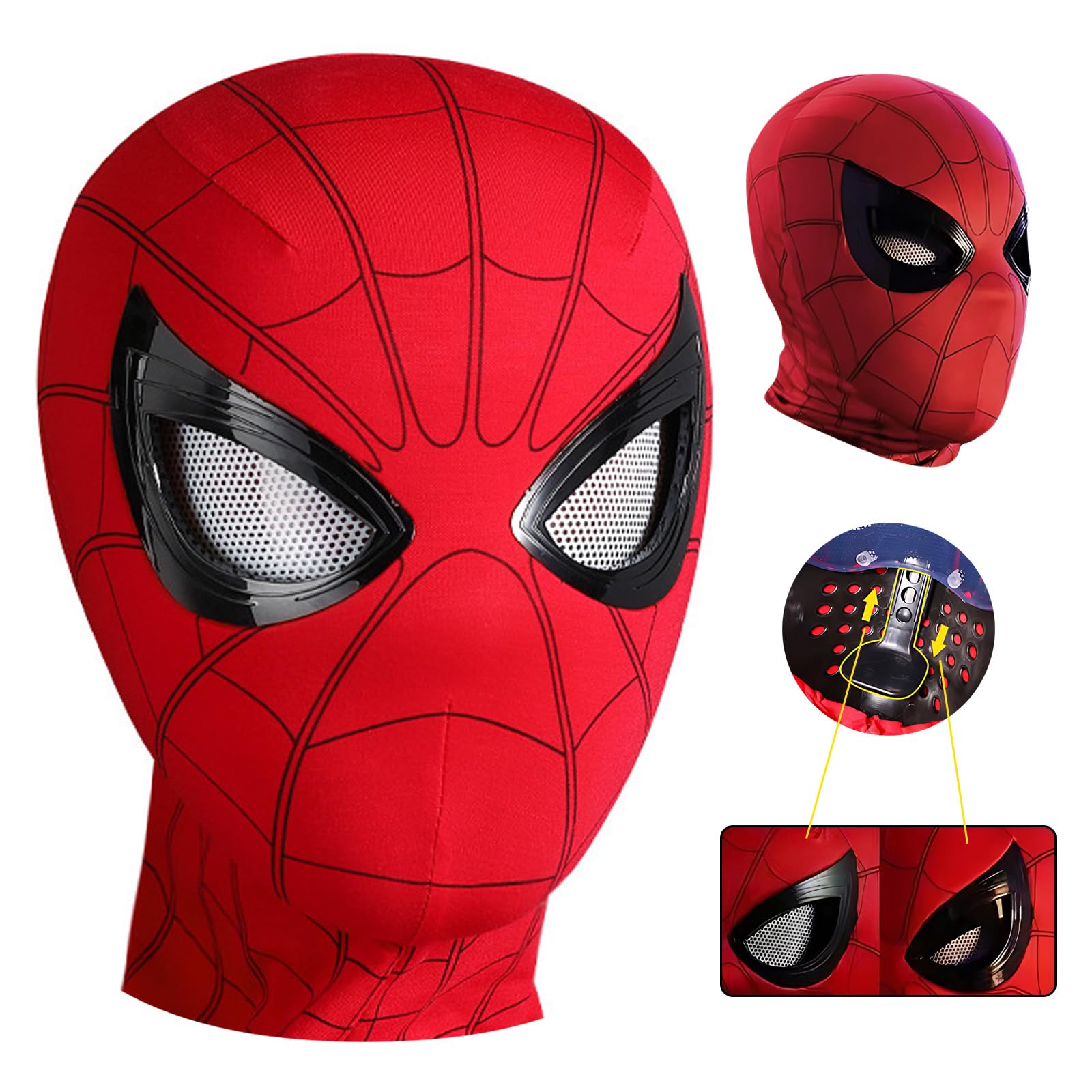 Maschera da Eroe Ragno, Maschera da Cosplay per Adolescenti e Adulti, Maschera da Ragno per Adolescenti, Adatta per Halloween, Mascherata, Festa, Natale, Cosplay (Occhi Mobili)