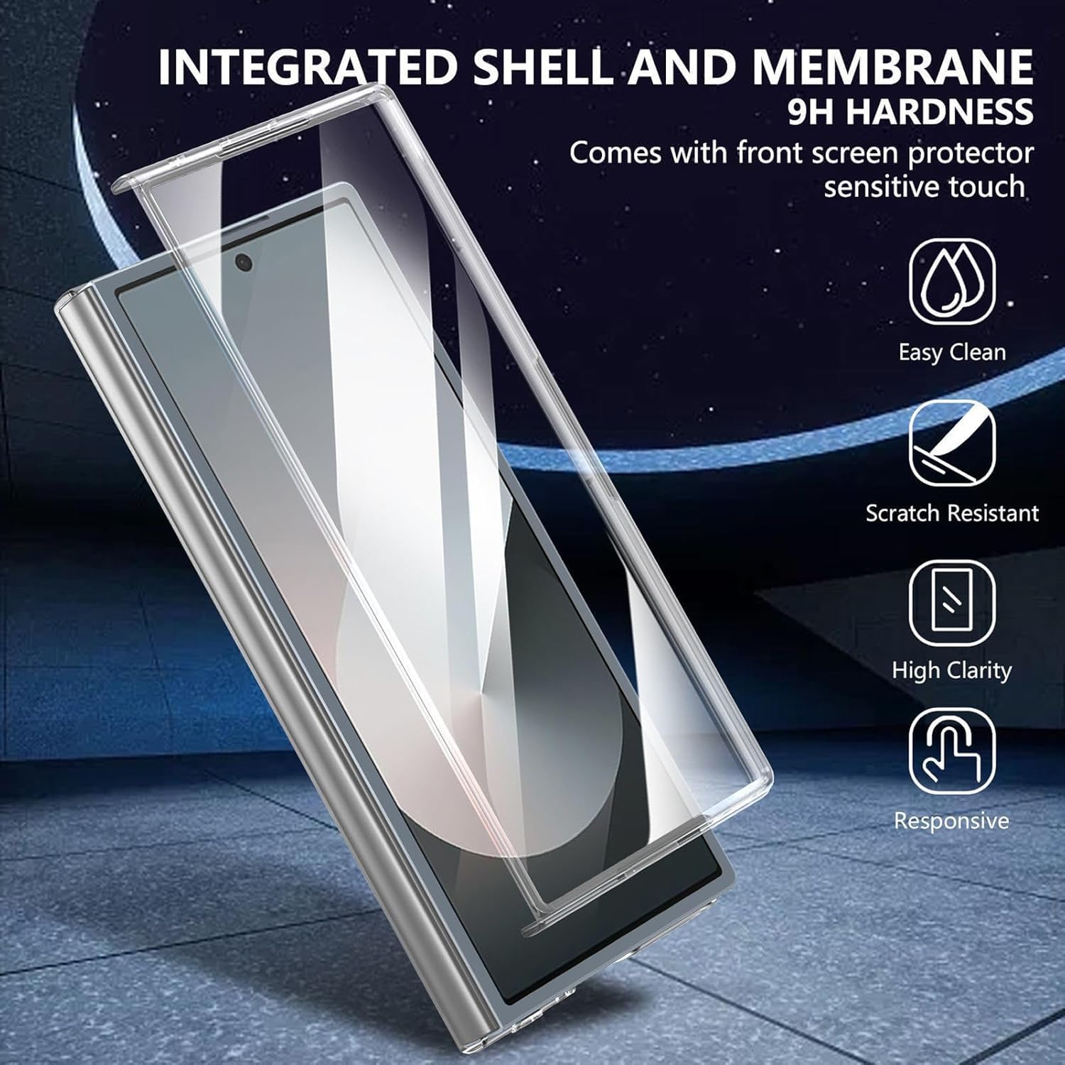 Custodia in pelle per Motorola Moto Razr Fold, con slot per penna e protezione per lo schermo anteriore, custodia rigida in policarbonato antiurto (nero)