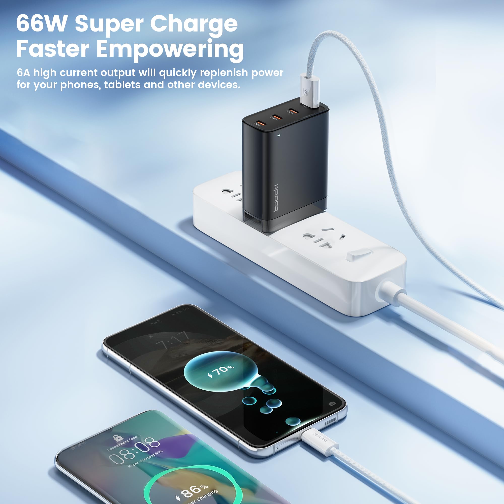 toocki kabel USB C, [2 sztuki 2 m] kabel USB C do ładowania, nylonowy kabel do szybkiego ładowania iPhone 16 15 Pro Max, Samsung S24 S23 Note 10, Huawei P60