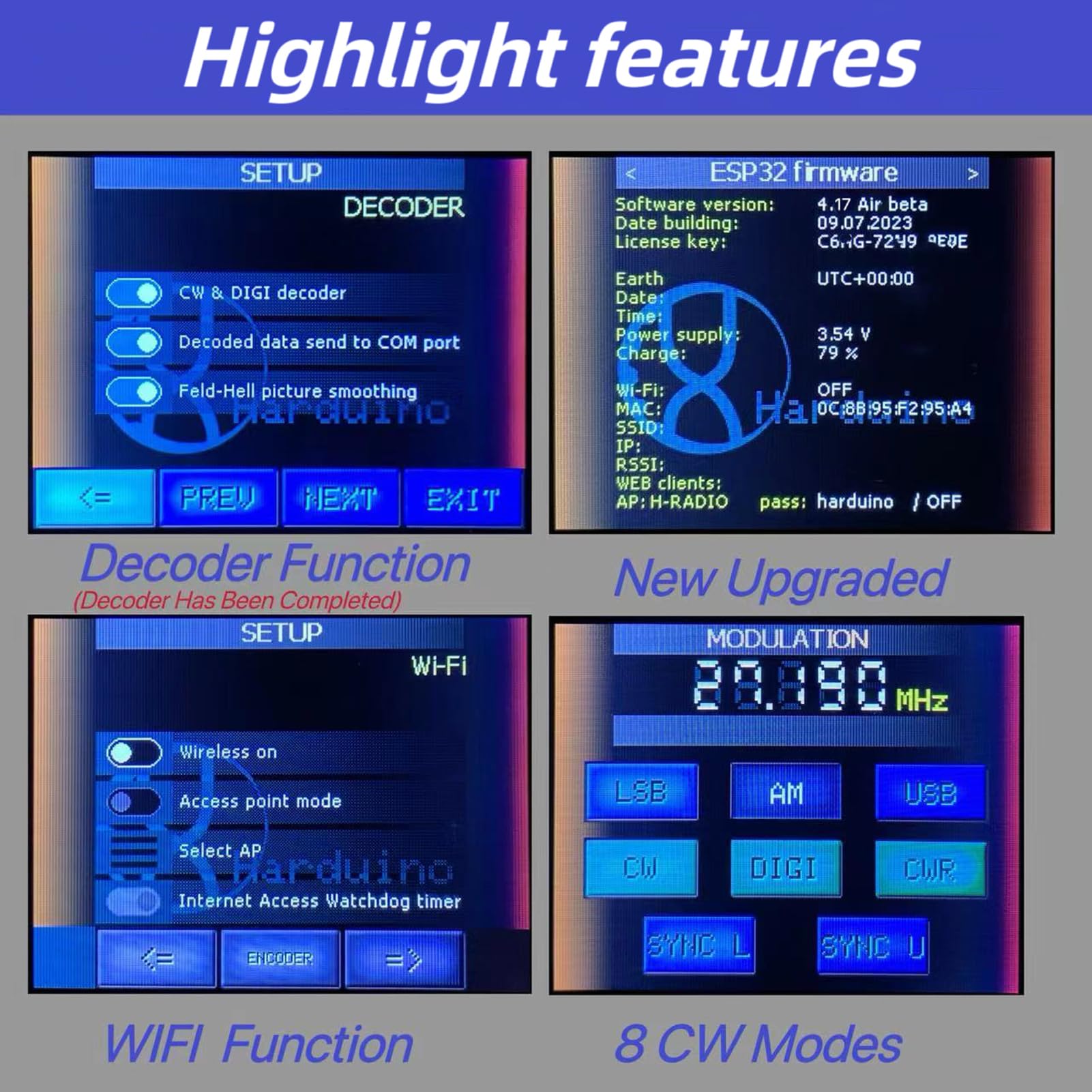 Irfora ATS-25MAX Decoder V2 2,4-Zoll-Touchscreen Tragbarer Vollband-Radioempfänger mit HAM-Frequenzmodulationsradios Suche nach CW-Decodierung WiFi LNA BT-Funktionen
