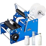 Spolehli Bottle Labeling Machine with Swing Arm, Manual Round Bottle Labeler Label Applicator Adjustable Self-Adhesive Labeling Machine for φ0.6-4.7” Cylinder (with Pressing bar)