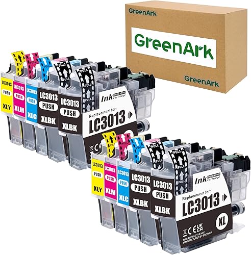 GREENARK Cartucho de tinta de repuesto compatible para impresora Brother LC3013 LC-3013 XL de alto rendimiento para impresora Brother MFC-J491DW,