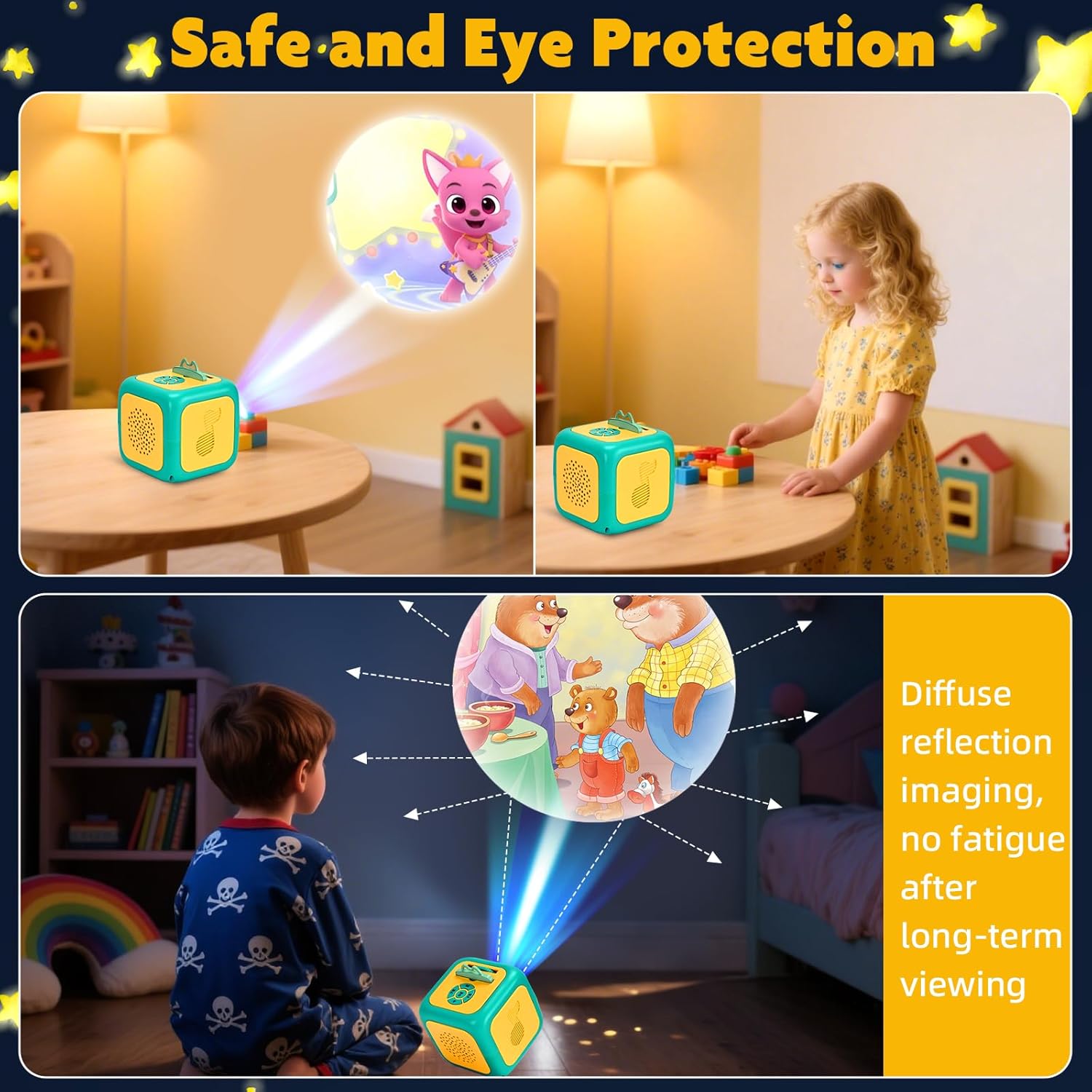 Eduboy Kids Story Projector for Toddlers,Story Dream Machine Storybook Projector with Educational Stories Music, Auto-Off Nightlight,Aged 3+ Bedtime Learning Toy Birthday Gift for Kids Girls Boys