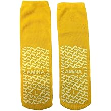 AMiNA Non Slip Grip Socks for Adults 3 Pairs Hospital Socks with Grips for Men & Women, Soft, Breathable for Daily Comfort