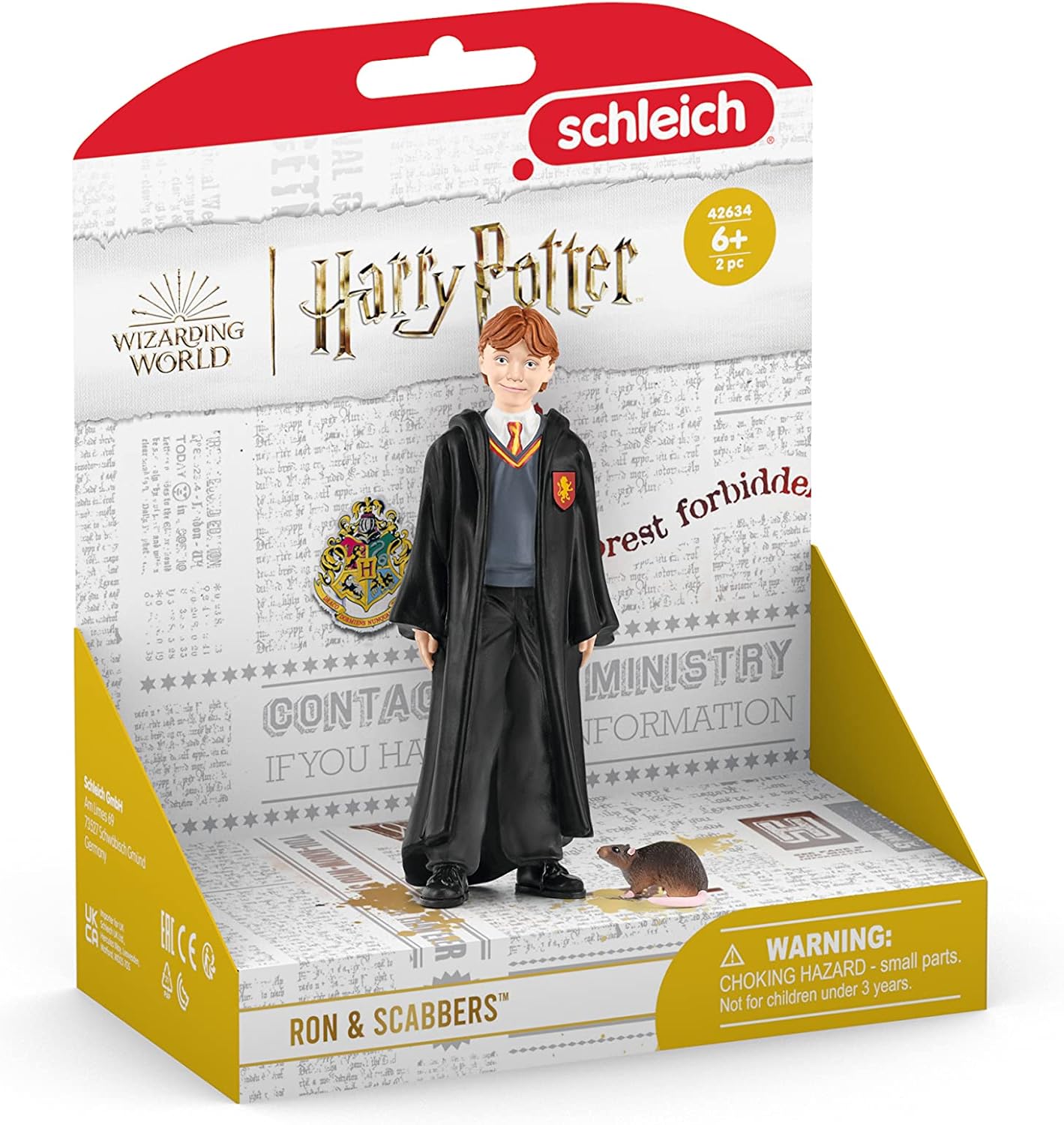 Schleich Harry Potter - Ron Weasley and Scabbers the Rat - 2 PC Harry Potter Set - Wizarding World Collectible Figures for Kids and Adults - Toys for Ages 6+ | 42634