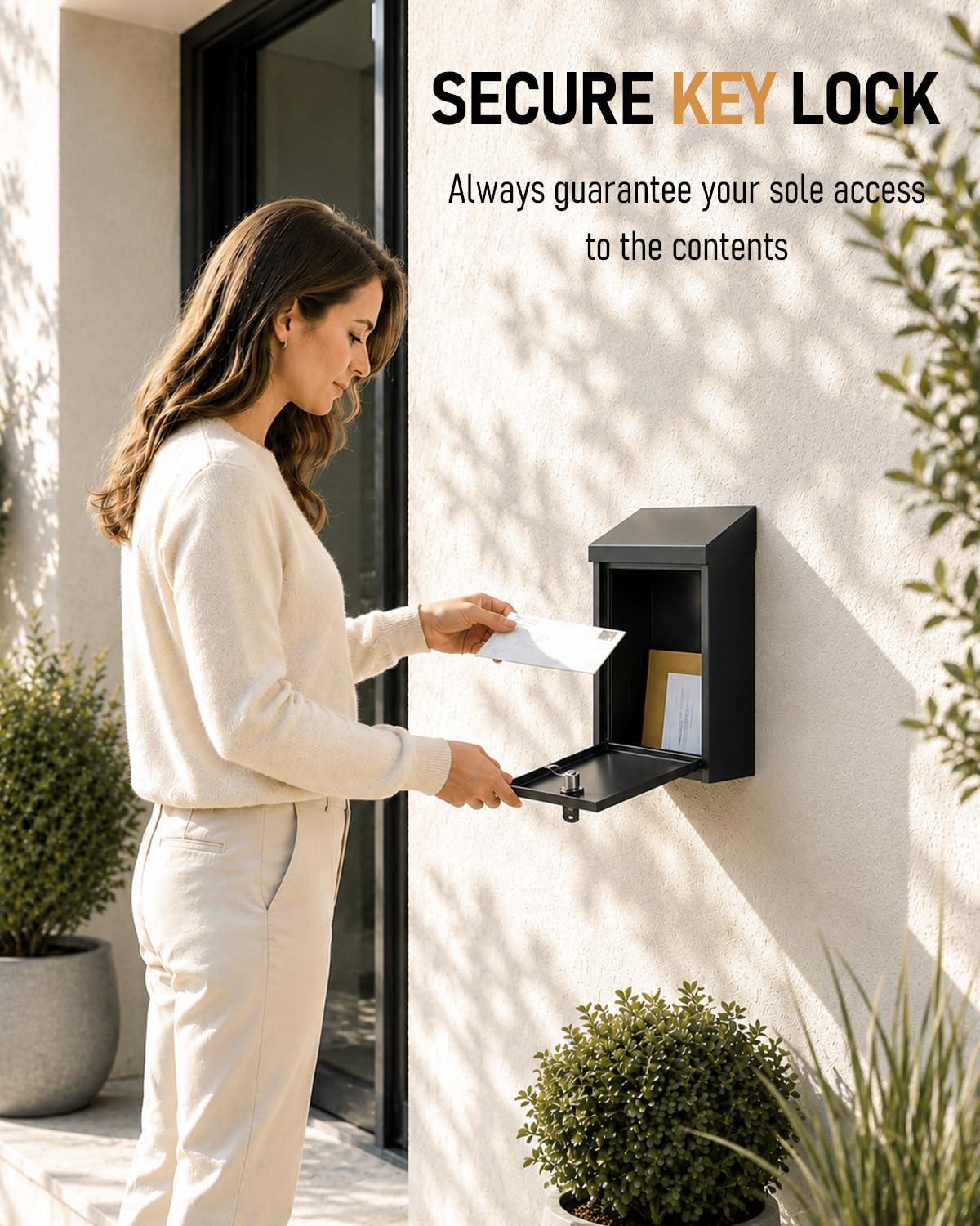 Uniclife Briefkasten Schlüsselkasten für den Außenbereich, Metall Spendensammelbox mit Schlüsselschloss, sichere Vorschlagsbox Einwurfschlitz, Geldkassette Stahl für Home Office und Business