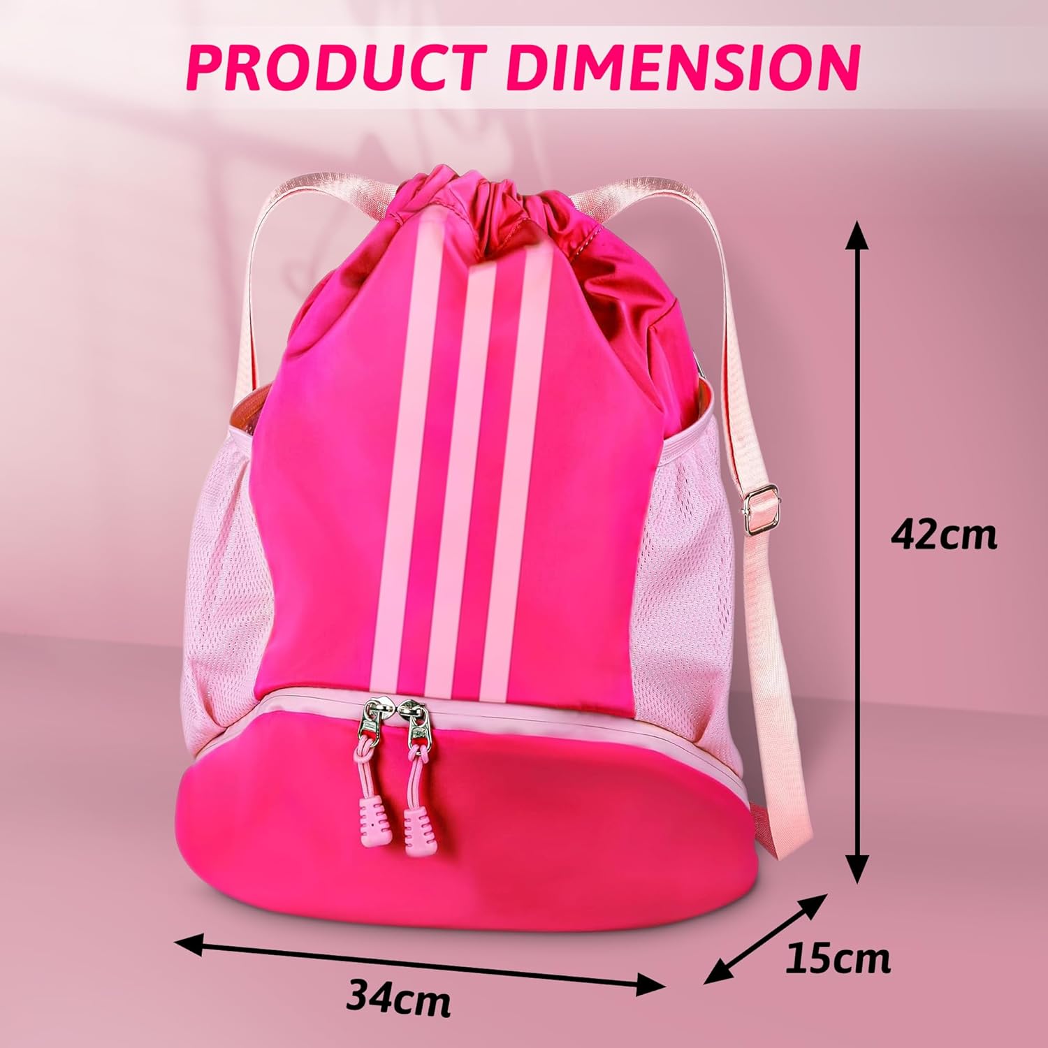Soccer Bag, Youth Soccer Basketball Bag with Compartments Drawstring Backpack for Football Volleyball Gym Training - Image 6