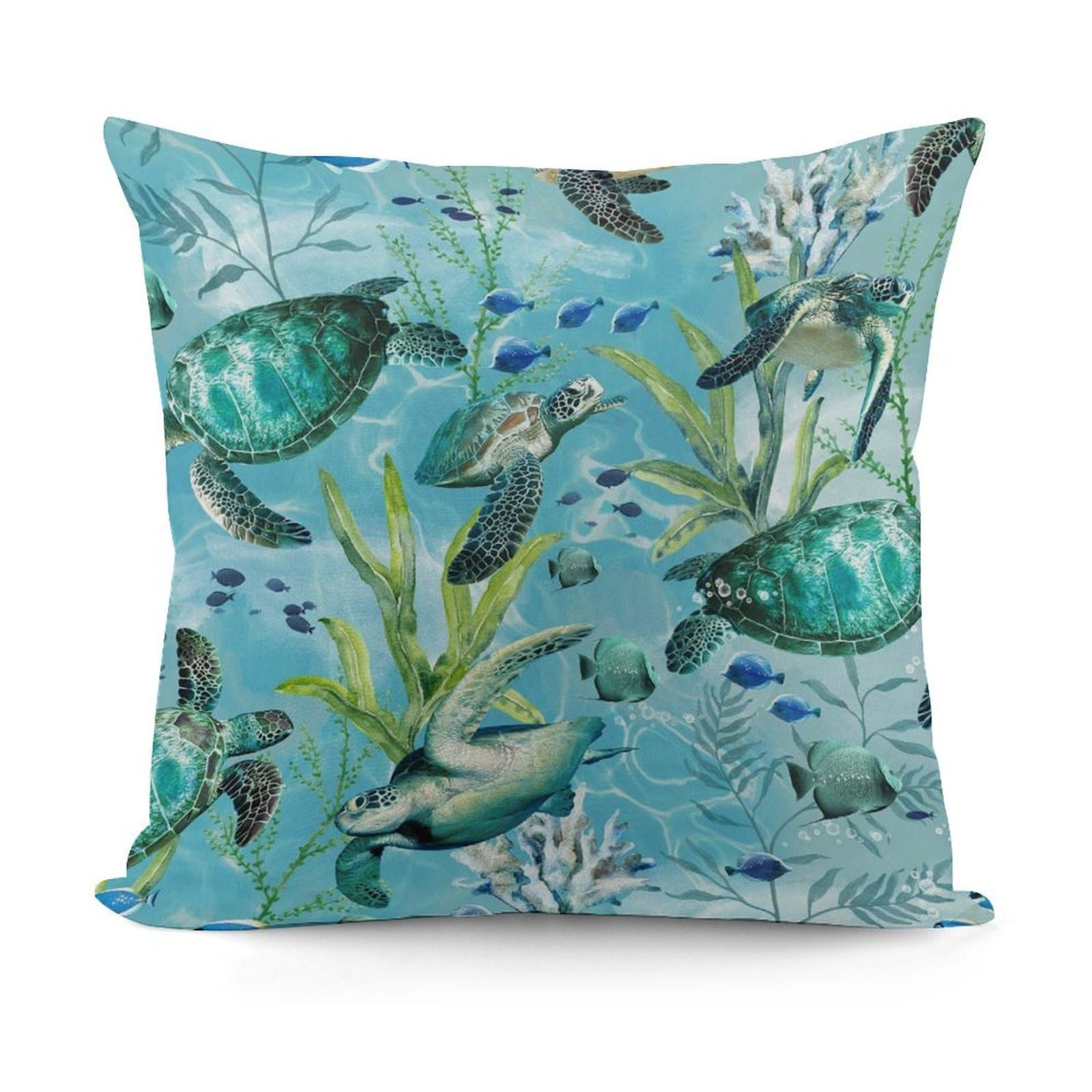 VstaDank Sea Turtle-Blue Throw Pillow Cover Soft Square Cushion Cover Art Artwork Pillow Covers Mordern Couch Pillow Covers Decorative Cushion Case for Chair Couch Bedroom Living Room