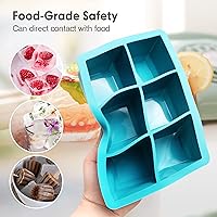 Vista 4 de Bandejas de silicona para cubitos de hielo, paquete de 3, moldes de silicona para cubitos de hielo de gran tamaño con tapa extraíble a prueba