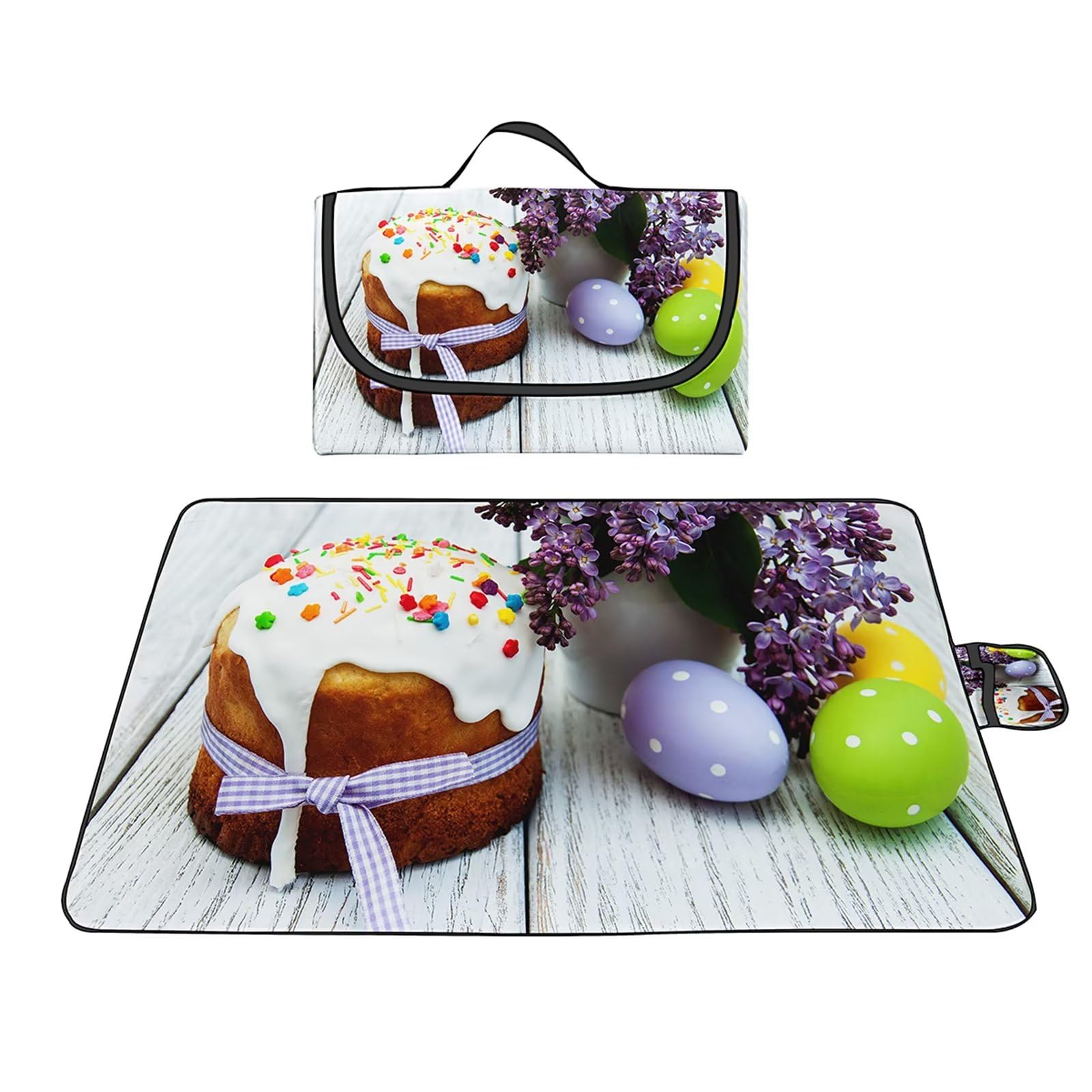 Coperta da Picnic Fiori di torta,150x200cm,Grande XXL Picnic Blanket,con Parte Inferiore Impermeabile Tappetino Spiaggia Isolata Pieghevole per Spiaggia,Campeggio,Esterno,Parco,Giardino
