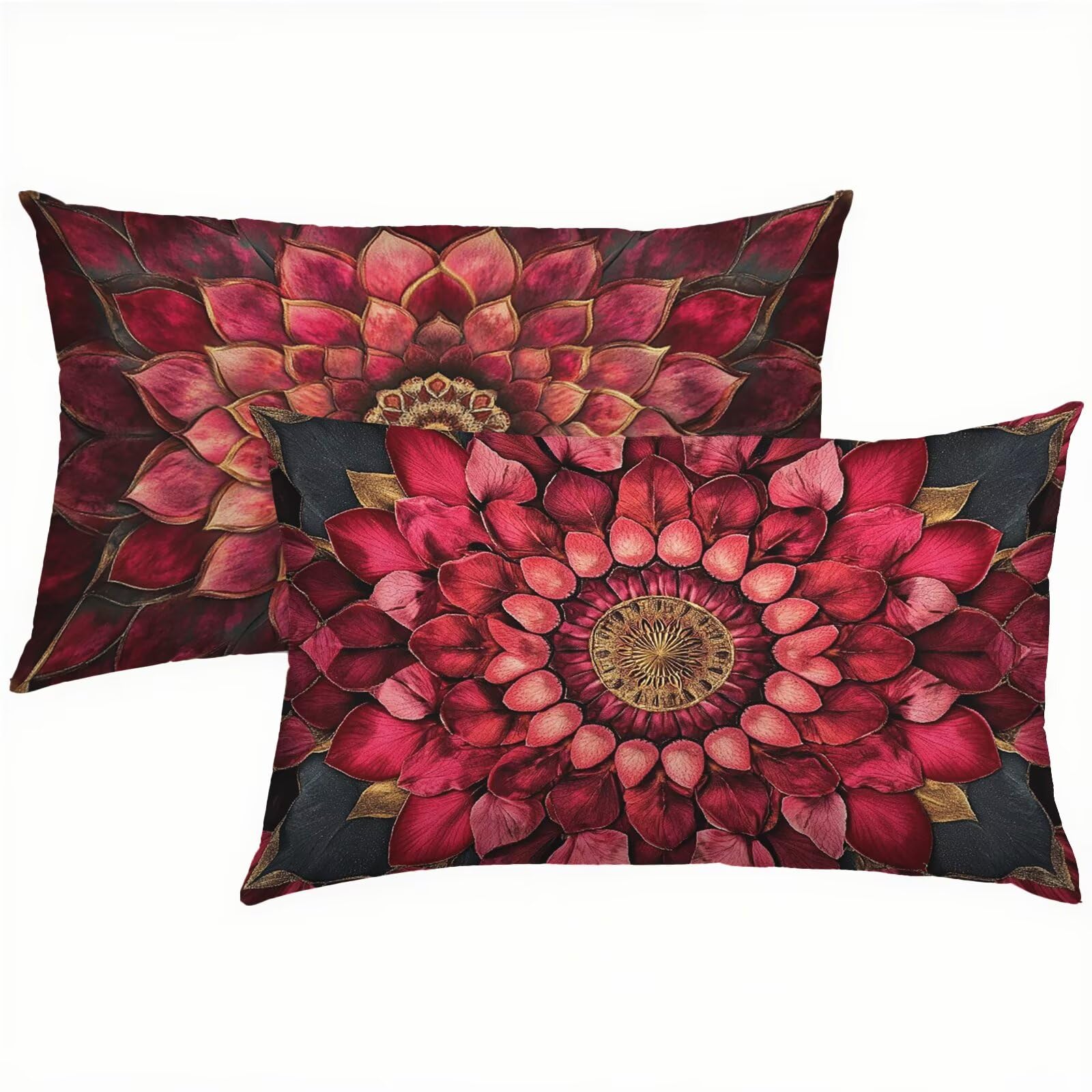 Taies d'oreiller 50x80 cm en lin rouge pour salon et jardin