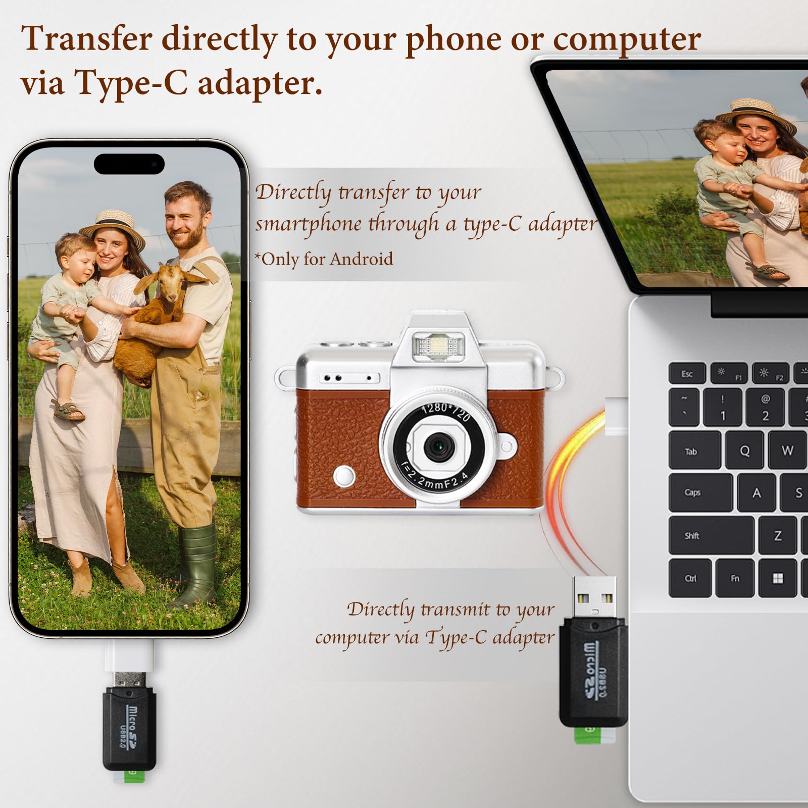 Mini Appareil Photo Numérique Rétro - Caméra Vintage Portable 1080P avec Écran Pliable & Flash - Petit Appareil Photo Numérique Enfant & Adulte - Mini Digital Camera Keychain & Porte-Clé