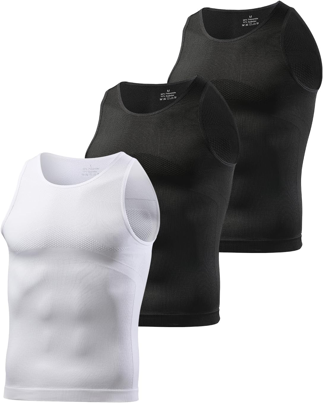 Casey Kevin 3 Pack Men's Gynecomastia Compression Shirt Slimming Shapewear Tummy for Men Sleeveless Workout Tank Top