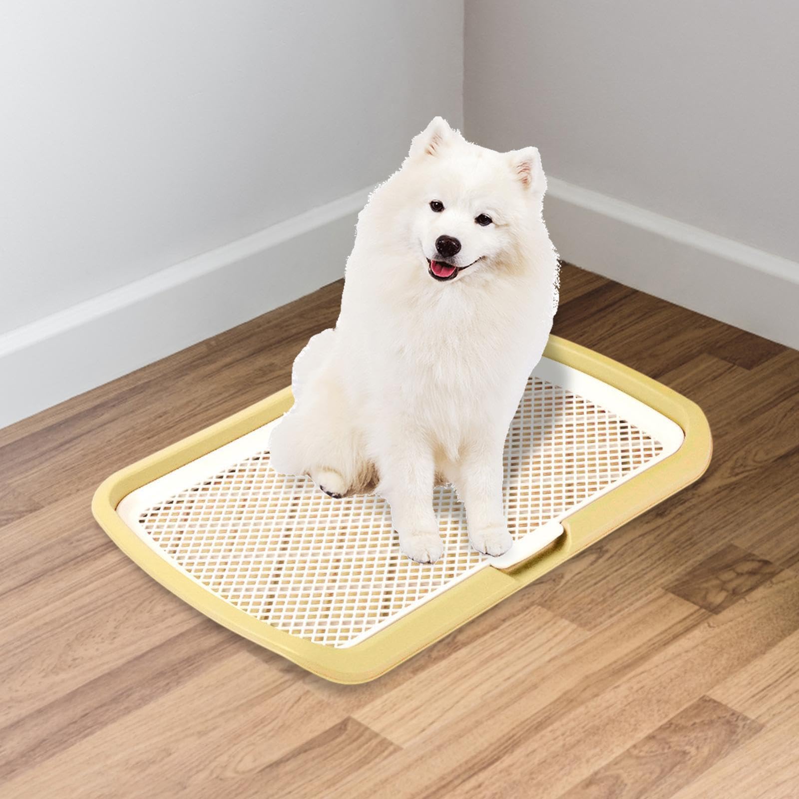 Bandeja de baño para Perros con Soporte portátil para empapadores de orina, fácil de Limpiar, para dueños de Mascotas y Cachorros en Entrenamiento, Amarillo, 66x50x5.2cm